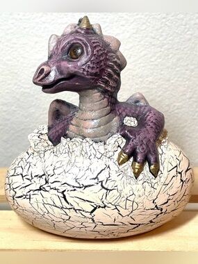 Hand Painted Purple Dragon Hatchling Figurine | Artist Signed | 1998 | EUC